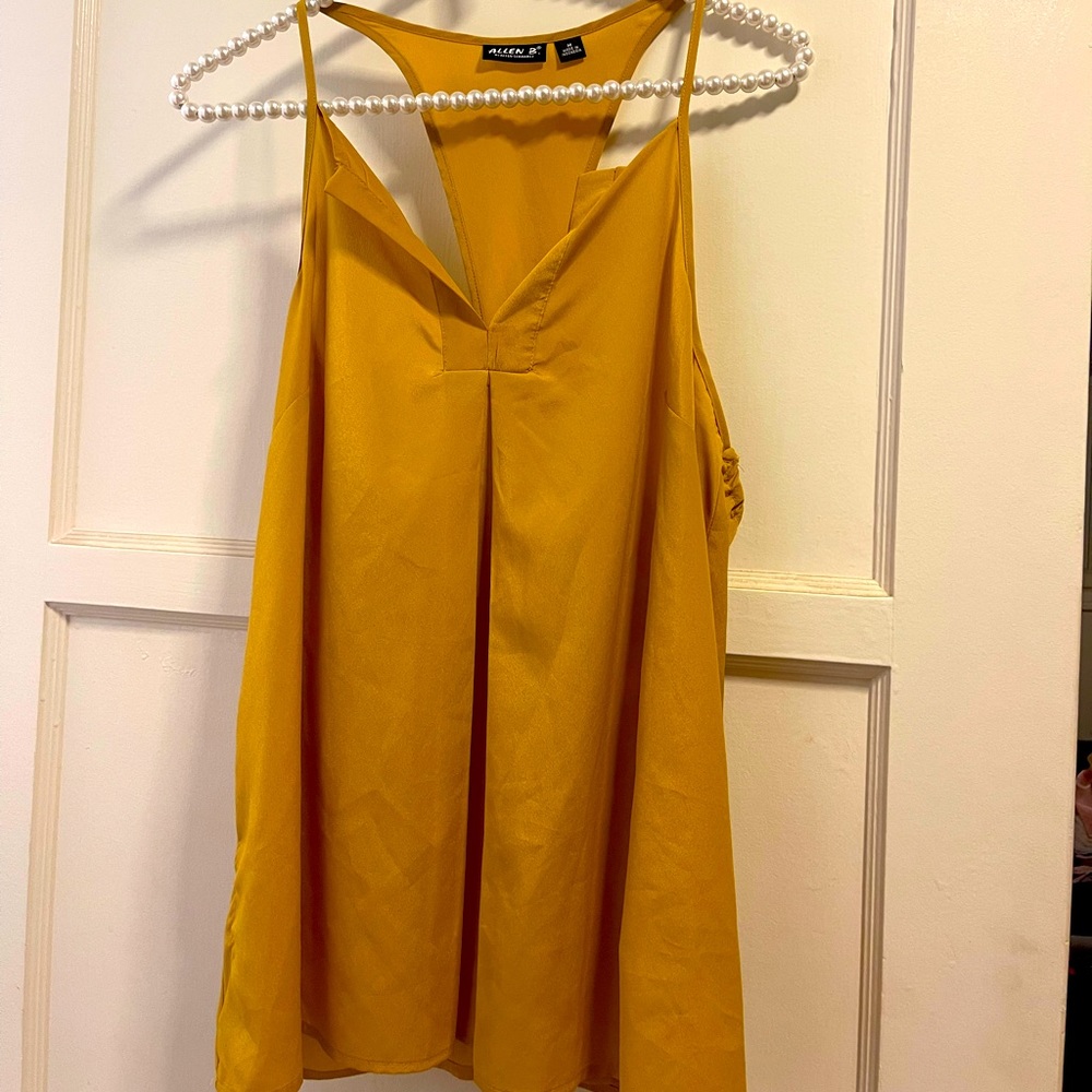 Allen B dark yellow racer back blouse size M